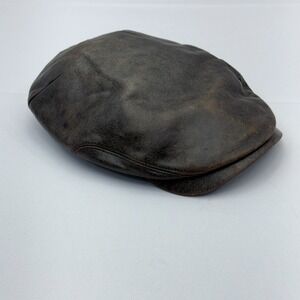Wigens Swedish Elk Leather Newsboy Drivers Cap Mens 58 Brown Made In Sweden